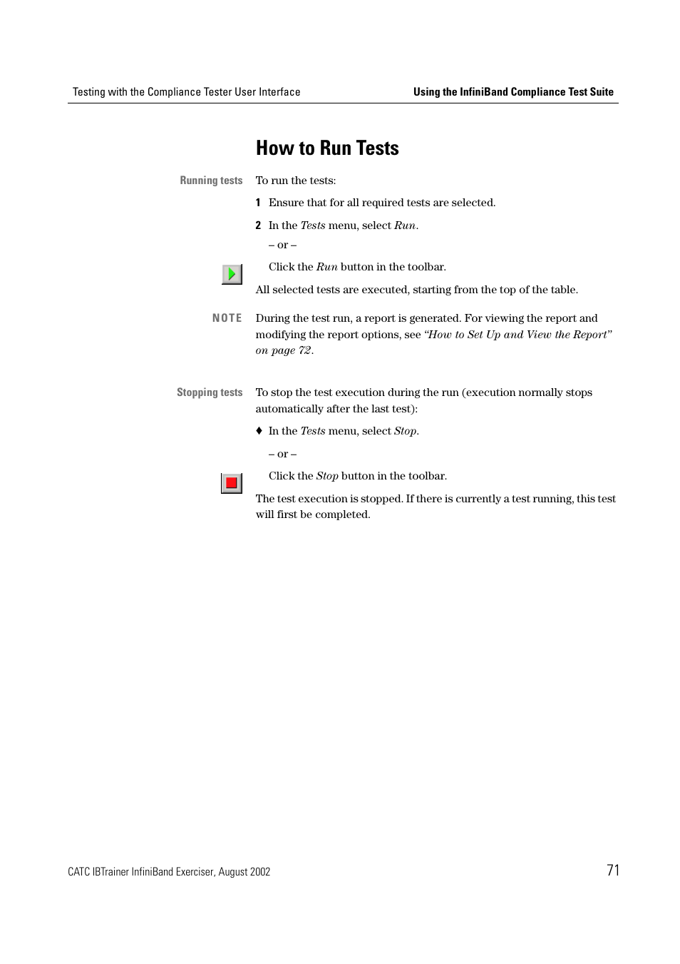 How to run tests | Teledyne LeCroy IBTrainer - IBTrainer Users Manual User Manual | Page 71 / 102