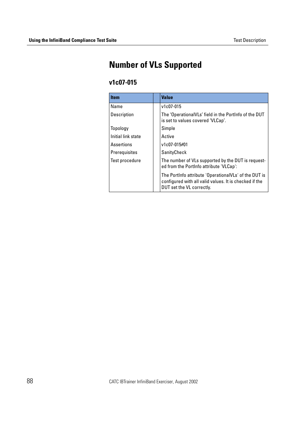 Number of vls supported | Teledyne LeCroy IBTrainer - IBTrainer Users Manual User Manual | Page 88 / 102
