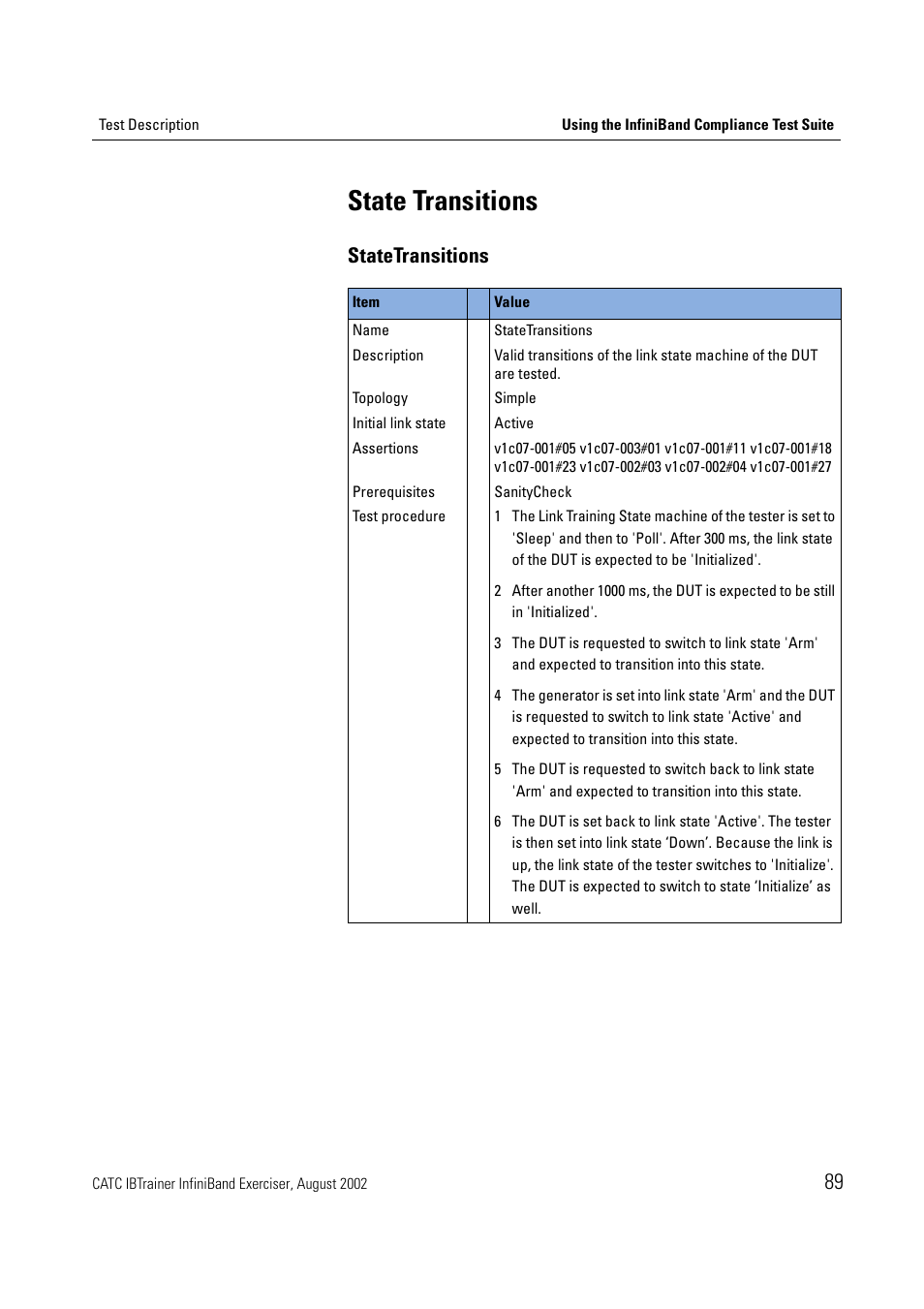 State transitions, Statetransitions | Teledyne LeCroy IBTrainer - IBTrainer Users Manual User Manual | Page 89 / 102