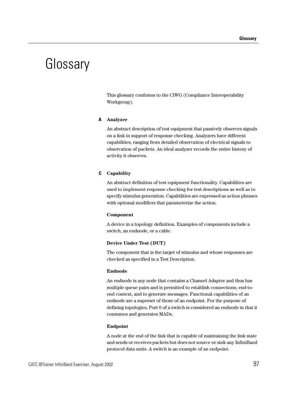 Glossary | Teledyne LeCroy IBTrainer - IBTrainer Users Manual User Manual | Page 97 / 102
