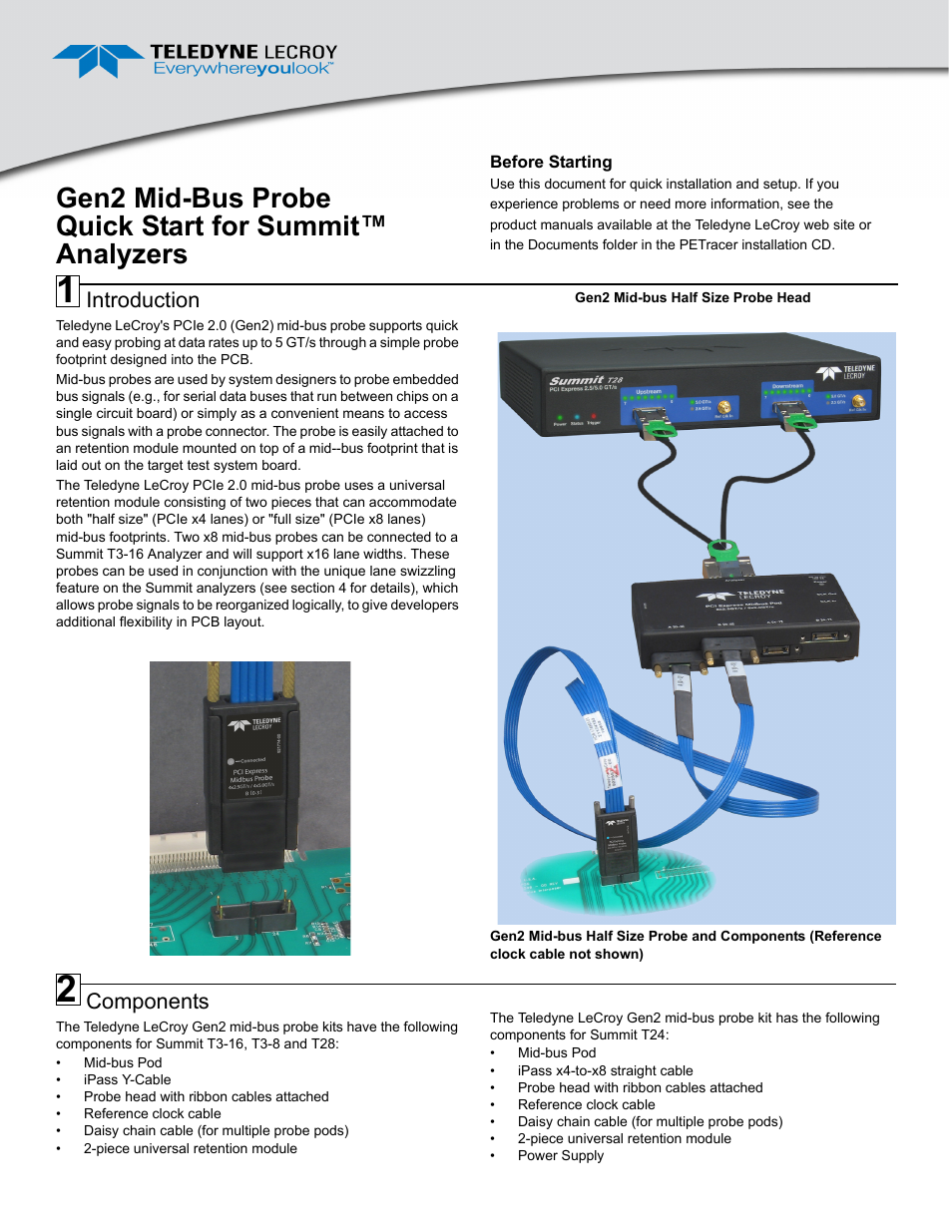 Teledyne LeCroy PCI Express 2.0 Mid-Bus Probe for Summit T24 User Manual | 4 pages