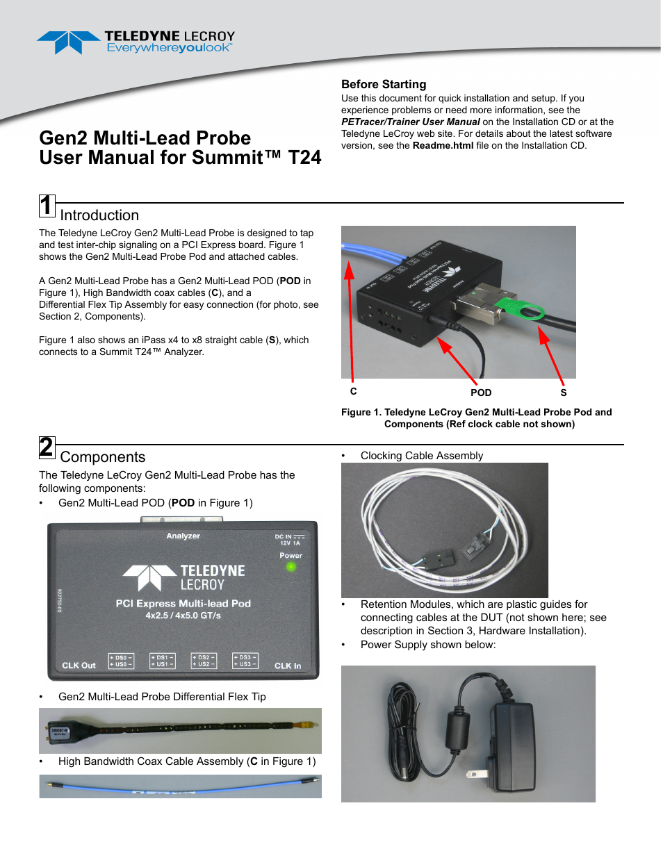 Teledyne LeCroy PCI Express 2.0 Multi-Lead Probe for Summit T24 User Manual | 4 pages