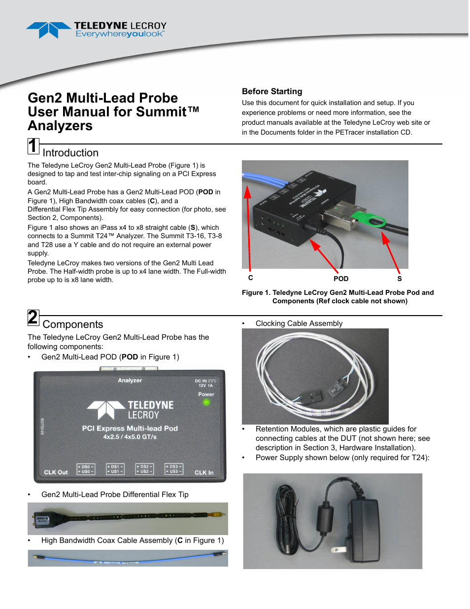 Teledyne LeCroy PCI Express 2.0 Multi-Lead Probe User Manual | 4 pages