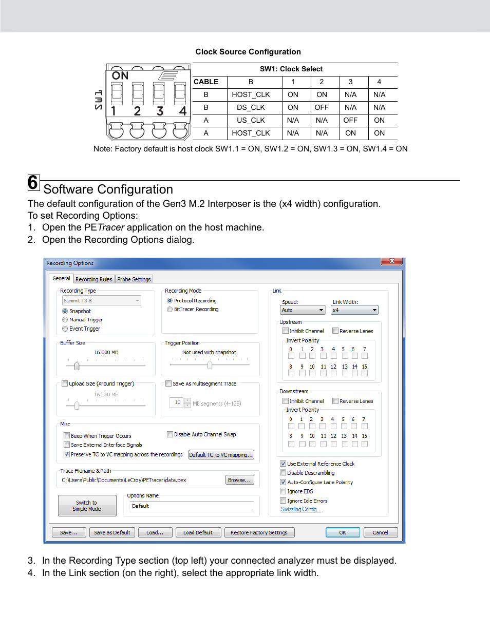 Software configuration | Teledyne LeCroy PCIe Gen3 M.2 Interposer Quick Start User Manual | Page 7 / 8
