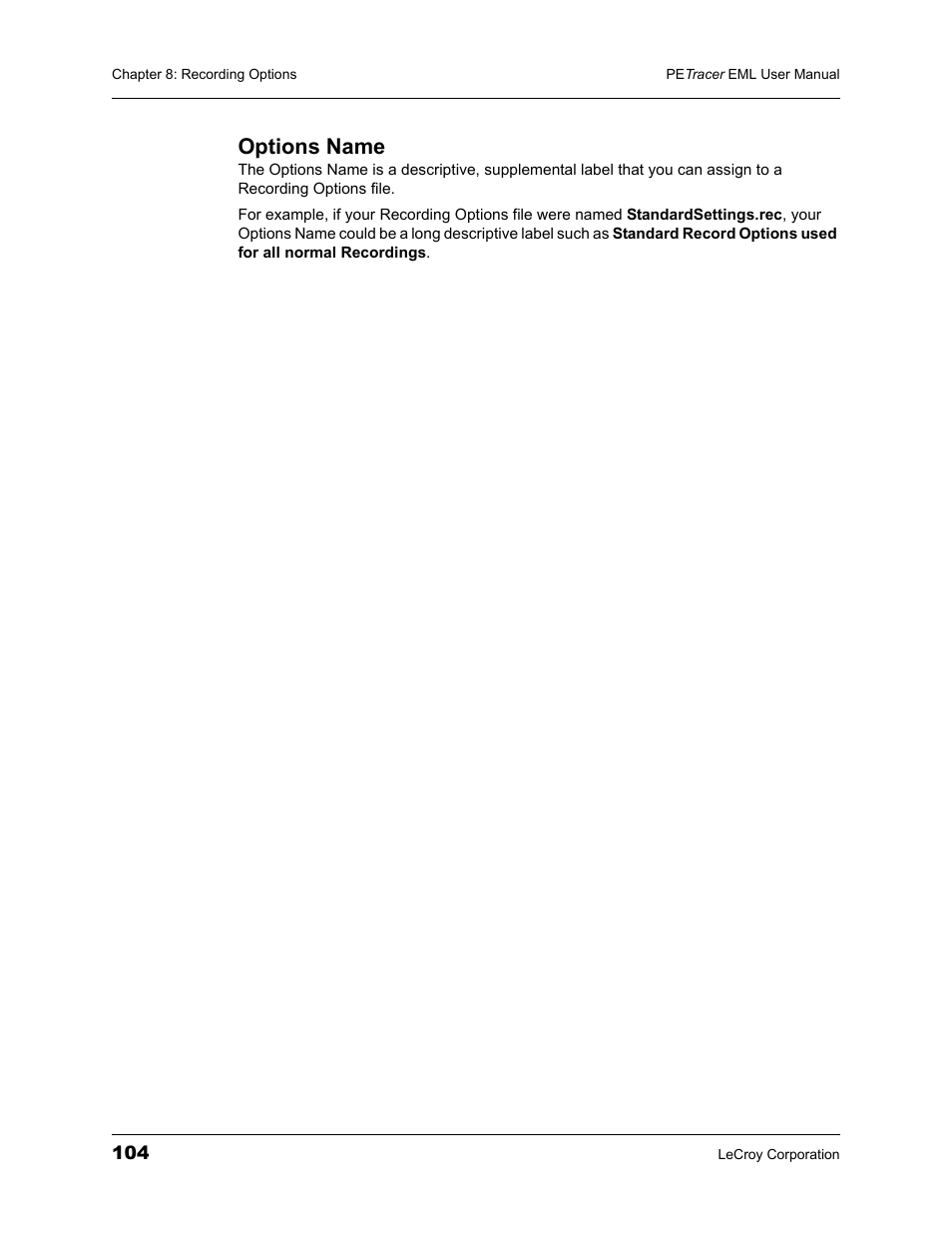 Options name | Teledyne LeCroy PETracer EML Analyzer and Exerciser User Manual User Manual | Page 112 / 258