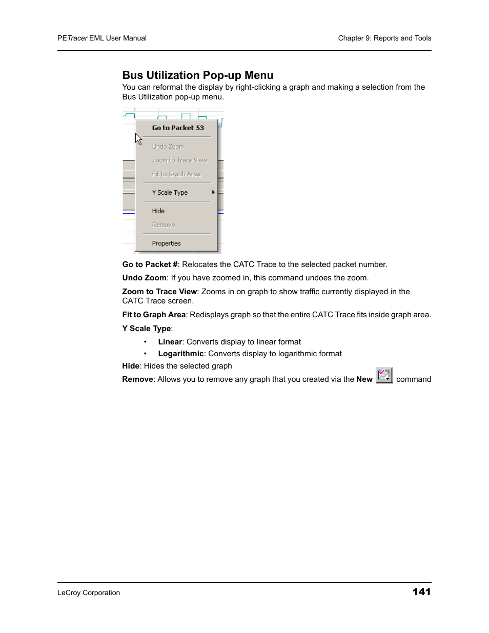 Bus utilization pop-up menu | Teledyne LeCroy PETracer EML Analyzer and Exerciser User Manual User Manual | Page 149 / 258