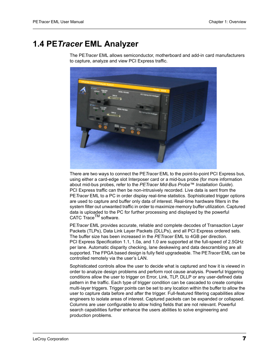 4 petracer eml analyzer, 4 pe tracer eml analyzer | Teledyne LeCroy PETracer EML Analyzer and Exerciser User Manual User Manual | Page 15 / 258