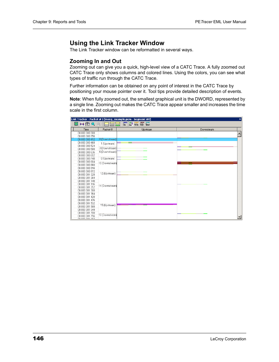 Using the link tracker window | Teledyne LeCroy PETracer EML Analyzer and Exerciser User Manual User Manual | Page 154 / 258