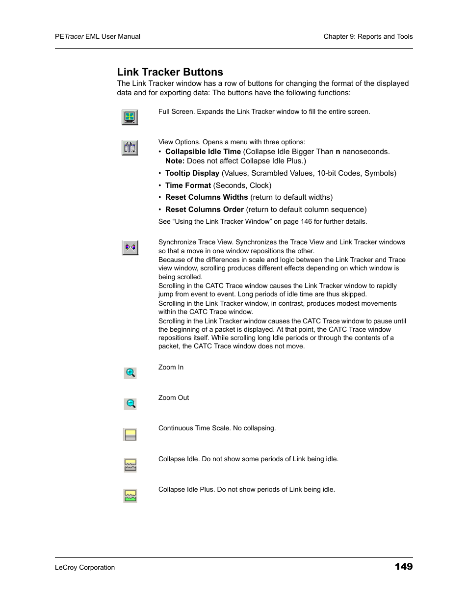 Link tracker buttons | Teledyne LeCroy PETracer EML Analyzer and Exerciser User Manual User Manual | Page 157 / 258