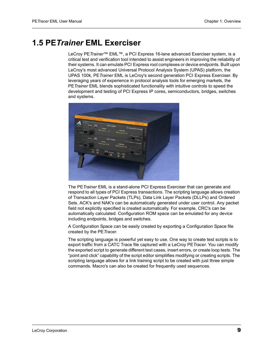 5 petrainer eml exerciser, 5 pe trainer eml exerciser | Teledyne LeCroy PETracer EML Analyzer and Exerciser User Manual User Manual | Page 17 / 258