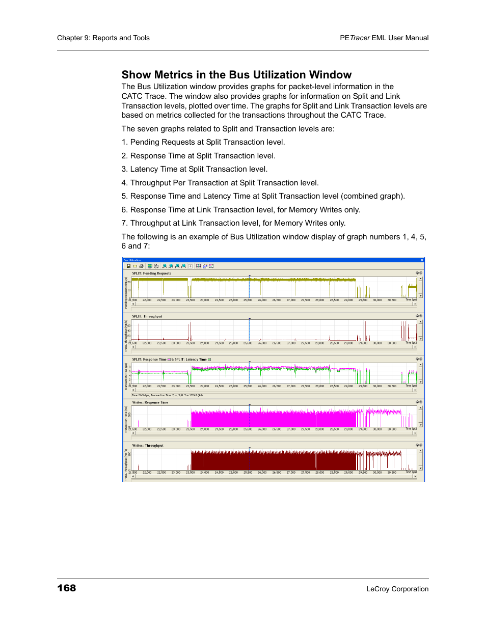 Show metrics in the bus utilization window | Teledyne LeCroy PETracer EML Analyzer and Exerciser User Manual User Manual | Page 176 / 258