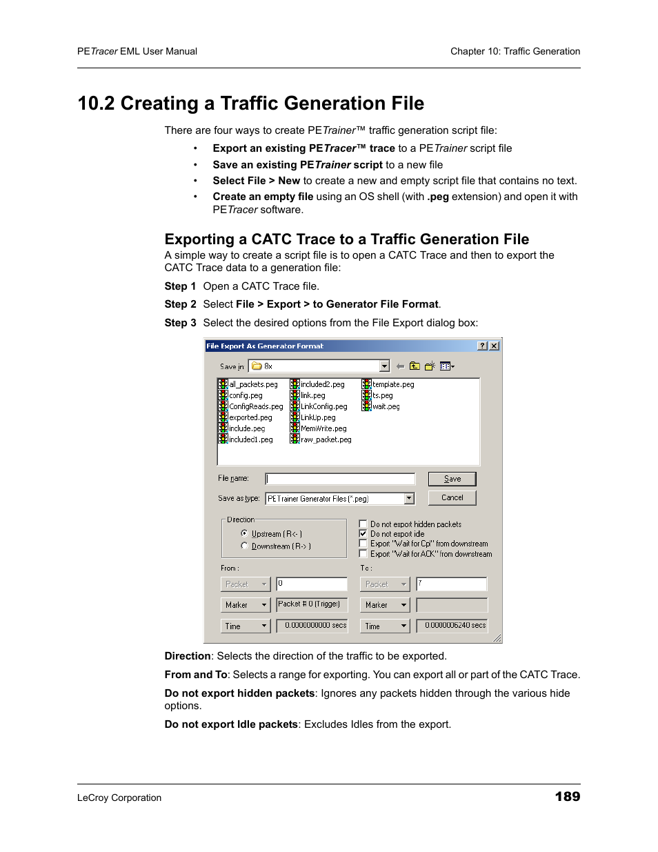 2 creating a traffic generation file | Teledyne LeCroy PETracer EML Analyzer and Exerciser User Manual User Manual | Page 197 / 258