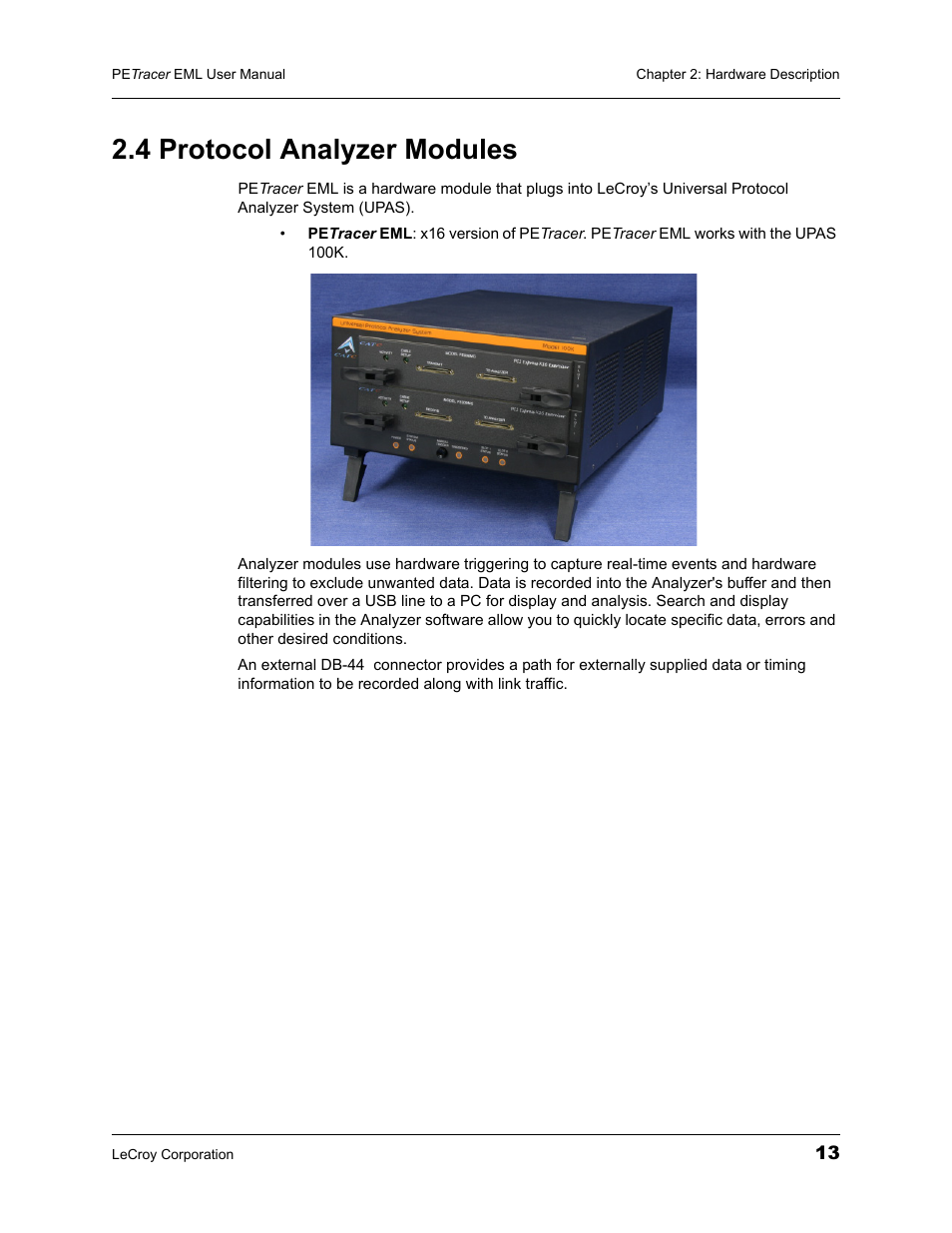 4 protocol analyzer modules | Teledyne LeCroy PETracer EML Analyzer and Exerciser User Manual User Manual | Page 21 / 258