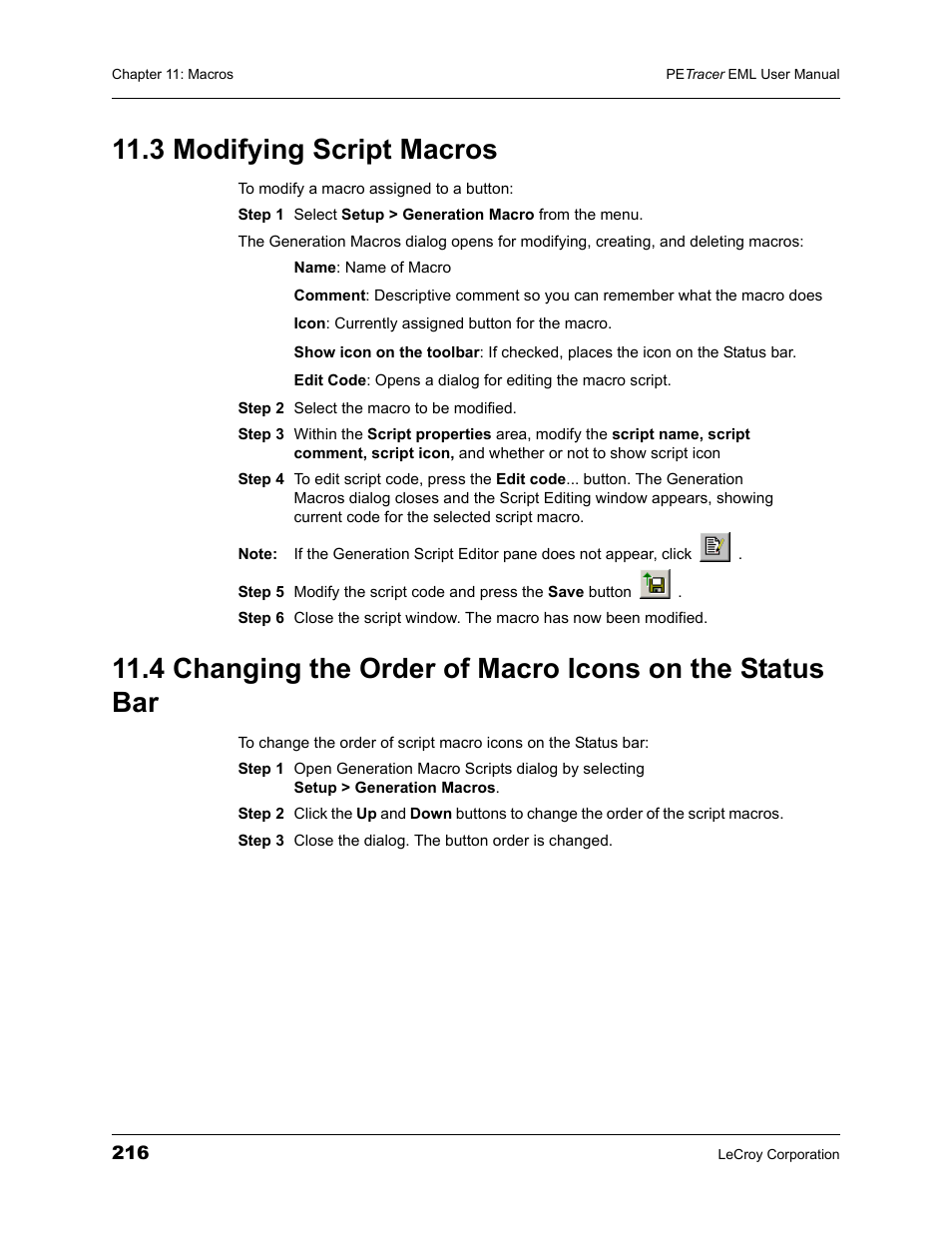 3 modifying script macros | Teledyne LeCroy PETracer EML Analyzer and Exerciser User Manual User Manual | Page 224 / 258