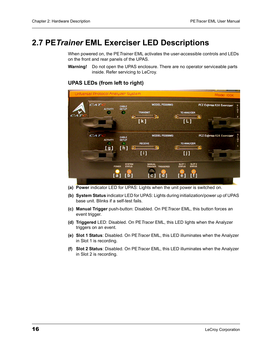 7 petrainer eml exerciser led descriptions, 7 pe trainer eml exerciser led descriptions | Teledyne LeCroy PETracer EML Analyzer and Exerciser User Manual User Manual | Page 24 / 258