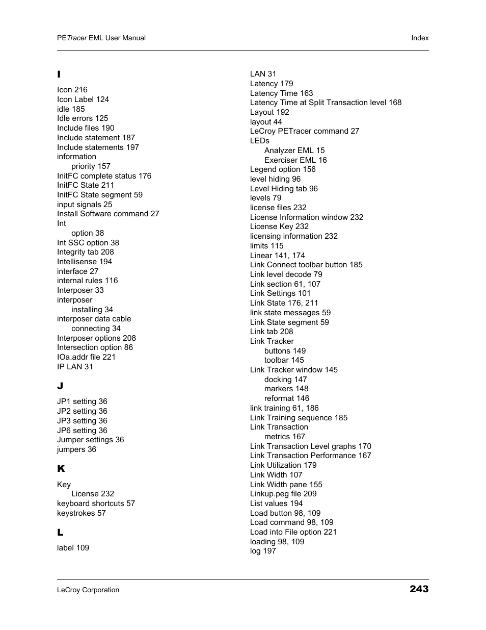 Teledyne LeCroy PETracer EML Analyzer and Exerciser User Manual User Manual | Page 251 / 258
