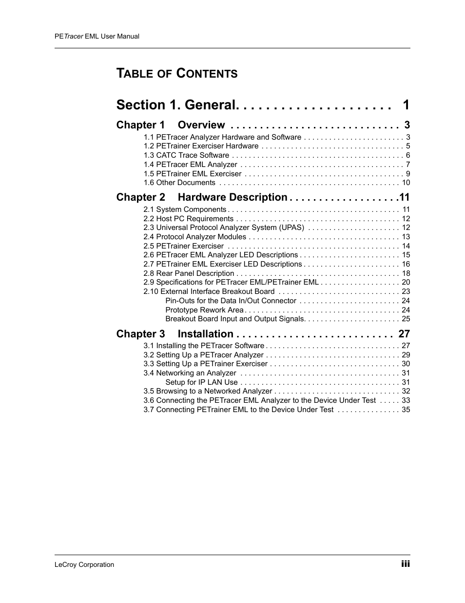Teledyne LeCroy PETracer EML Analyzer and Exerciser User Manual User Manual | Page 3 / 258