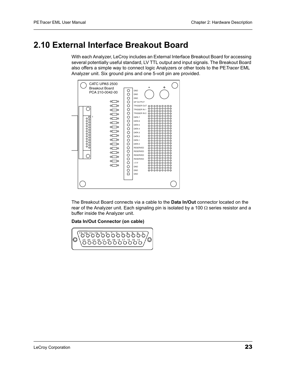 10 external interface breakout board | Teledyne LeCroy PETracer EML Analyzer and Exerciser User Manual User Manual | Page 31 / 258