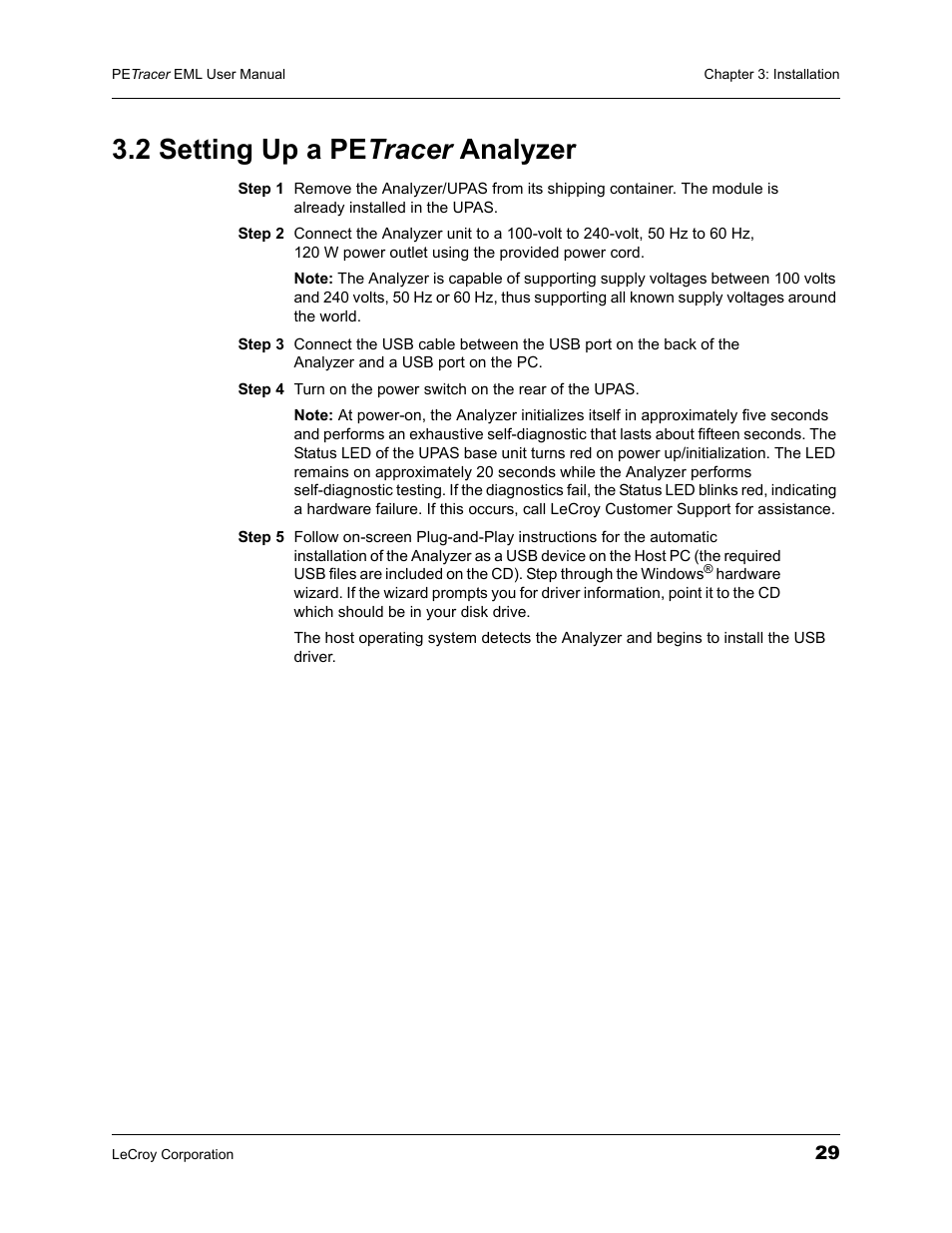 2 setting up a petracer analyzer, 2 setting up a pe tracer analyzer | Teledyne LeCroy PETracer EML Analyzer and Exerciser User Manual User Manual | Page 37 / 258