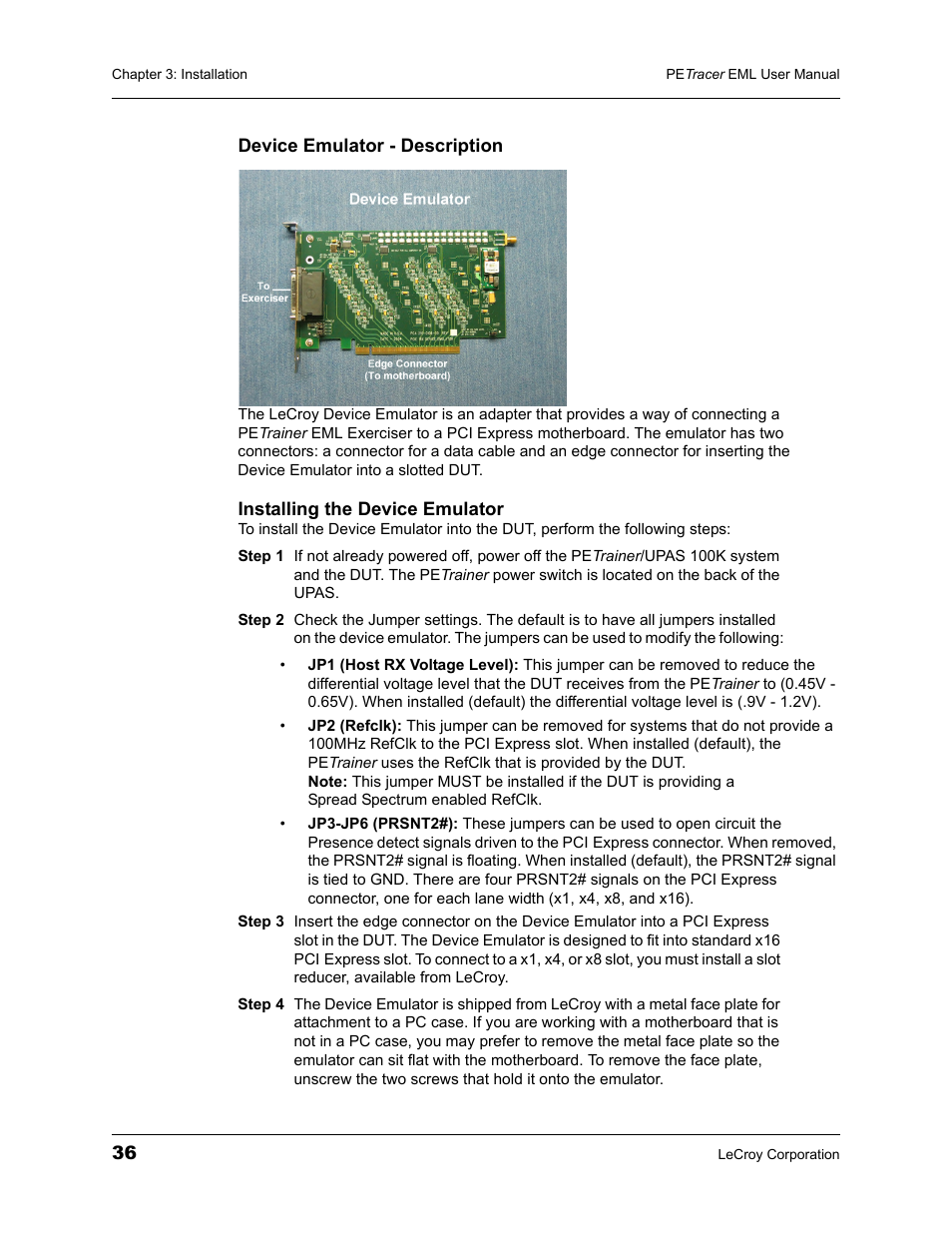 Teledyne LeCroy PETracer EML Analyzer and Exerciser User Manual User Manual | Page 44 / 258