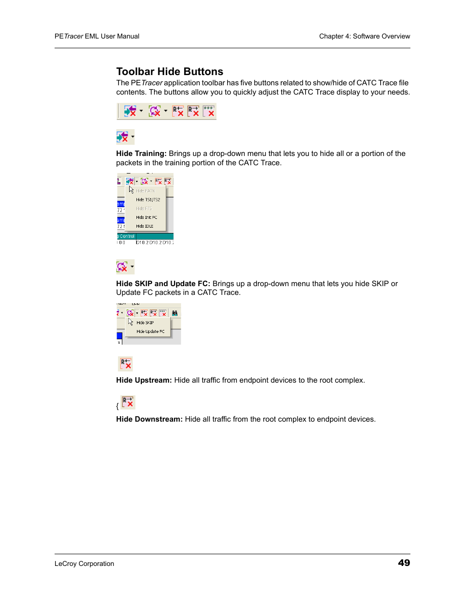 Toolbar hide buttons | Teledyne LeCroy PETracer EML Analyzer and Exerciser User Manual User Manual | Page 57 / 258