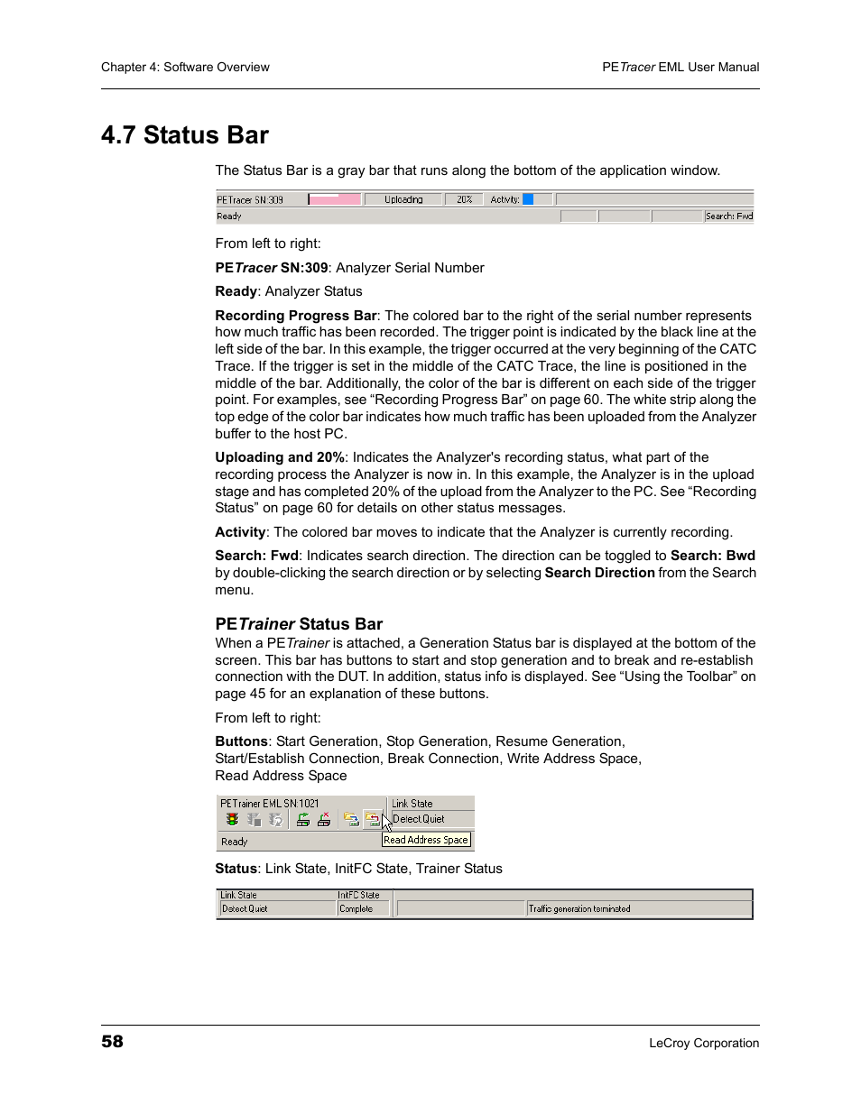 7 status bar | Teledyne LeCroy PETracer EML Analyzer and Exerciser User Manual User Manual | Page 66 / 258