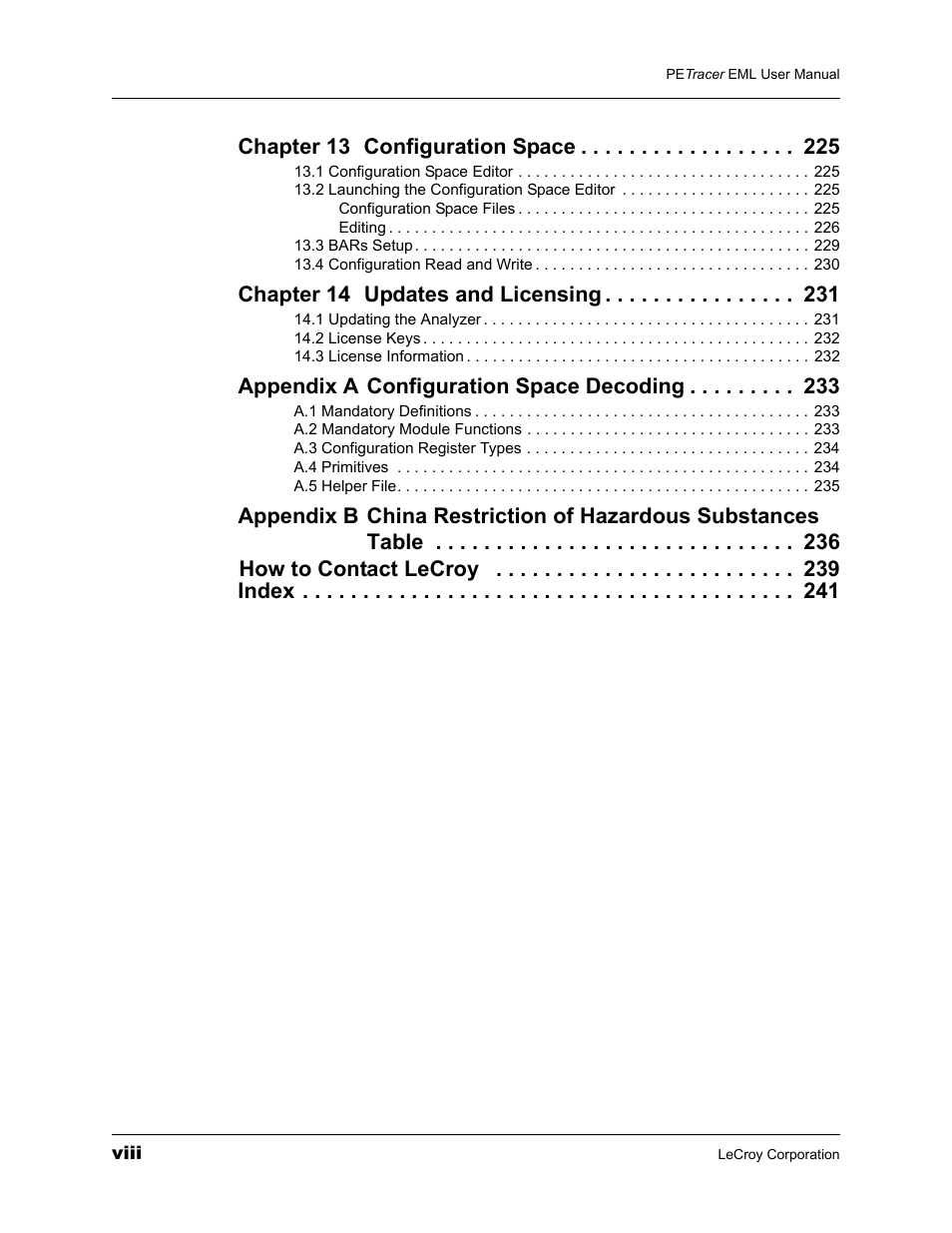 Teledyne LeCroy PETracer EML Analyzer and Exerciser User Manual User Manual | Page 8 / 258