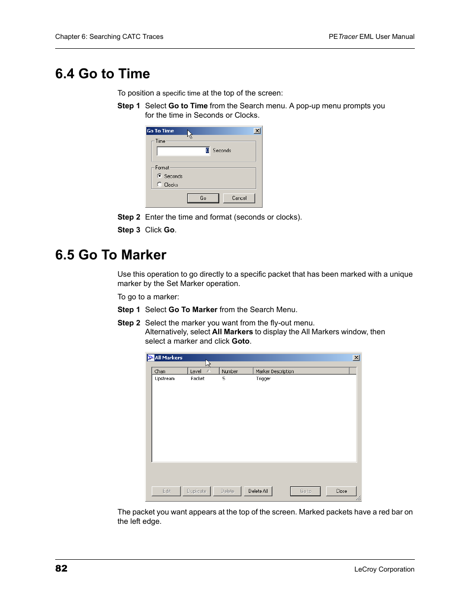 4 go to time, 5 go to marker, 4 go to time 6.5 go to marker | Teledyne LeCroy PETracer EML Analyzer and Exerciser User Manual User Manual | Page 90 / 258