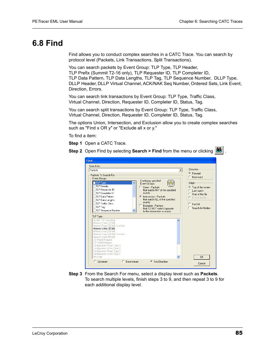 8 find | Teledyne LeCroy PETracer EML Analyzer and Exerciser User Manual User Manual | Page 93 / 258