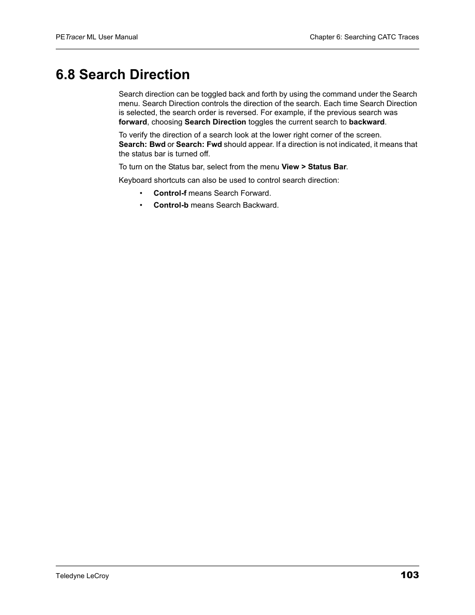 8 search direction | Teledyne LeCroy PETracer ML Analyzer and Exerciser User Manual User Manual | Page 111 / 274