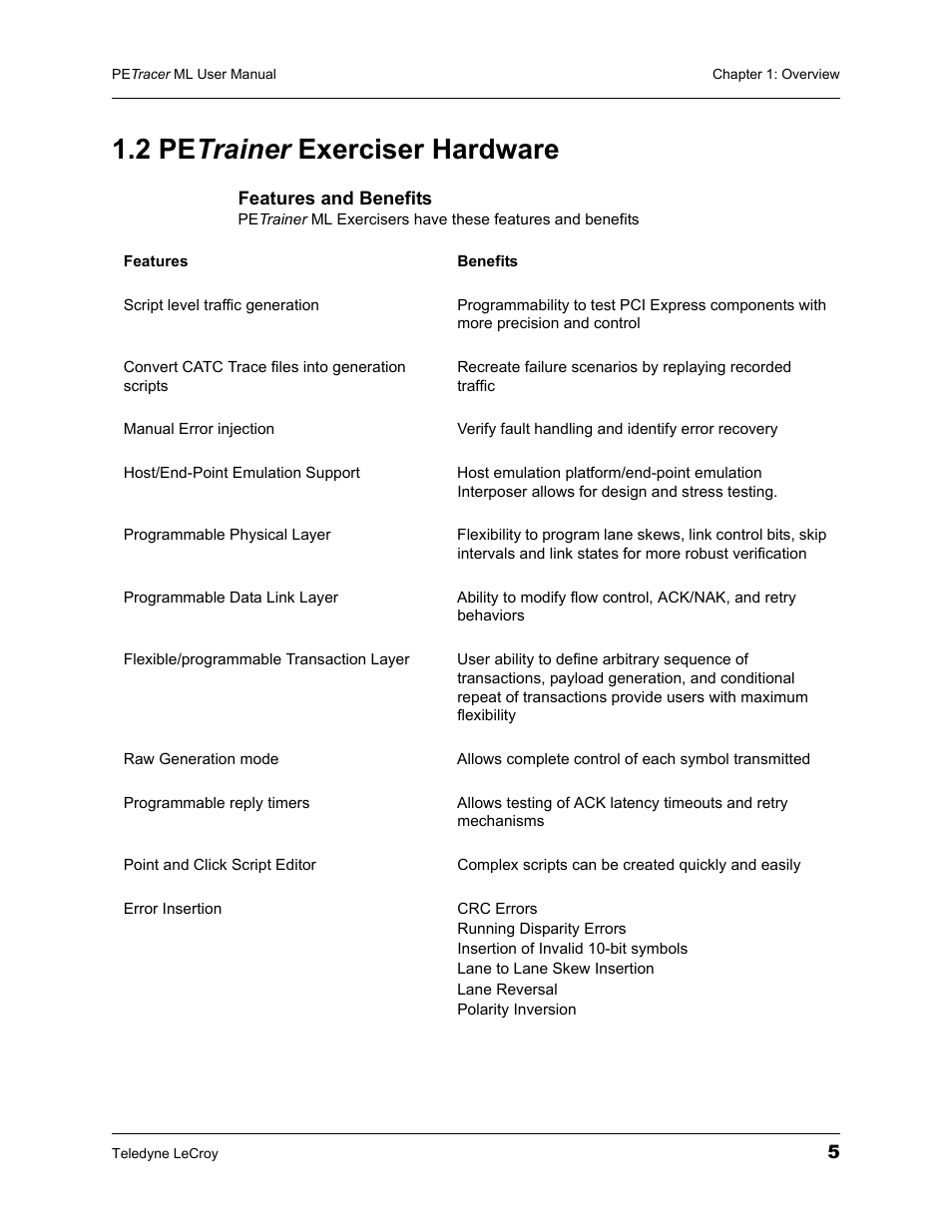 2 petrainer exerciser hardware, 2 pe trainer exerciser hardware | Teledyne LeCroy PETracer ML Analyzer and Exerciser User Manual User Manual | Page 13 / 274
