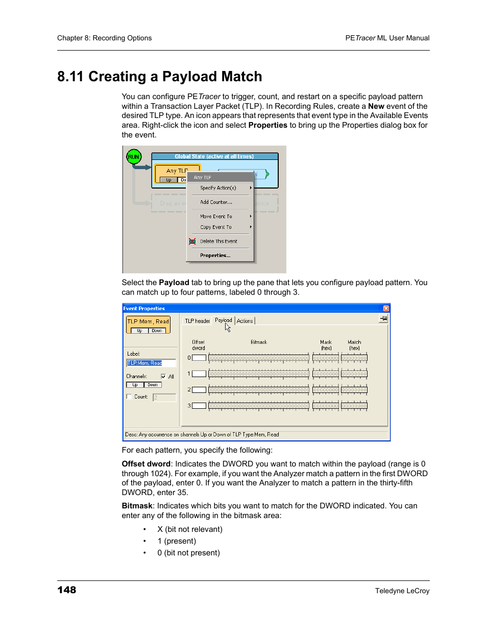 11 creating a payload match | Teledyne LeCroy PETracer ML Analyzer and Exerciser User Manual User Manual | Page 156 / 274