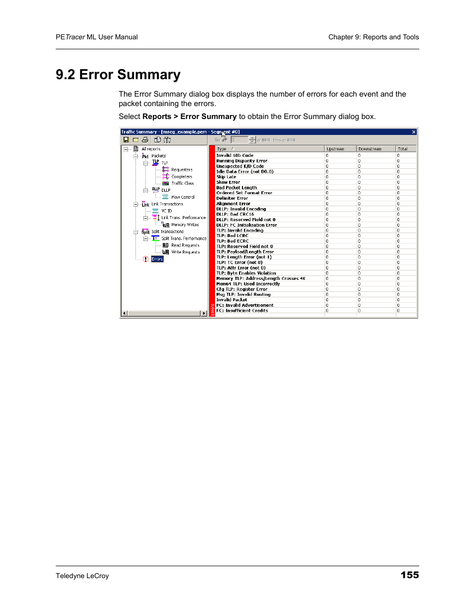 2 error summary | Teledyne LeCroy PETracer ML Analyzer and Exerciser User Manual User Manual | Page 163 / 274