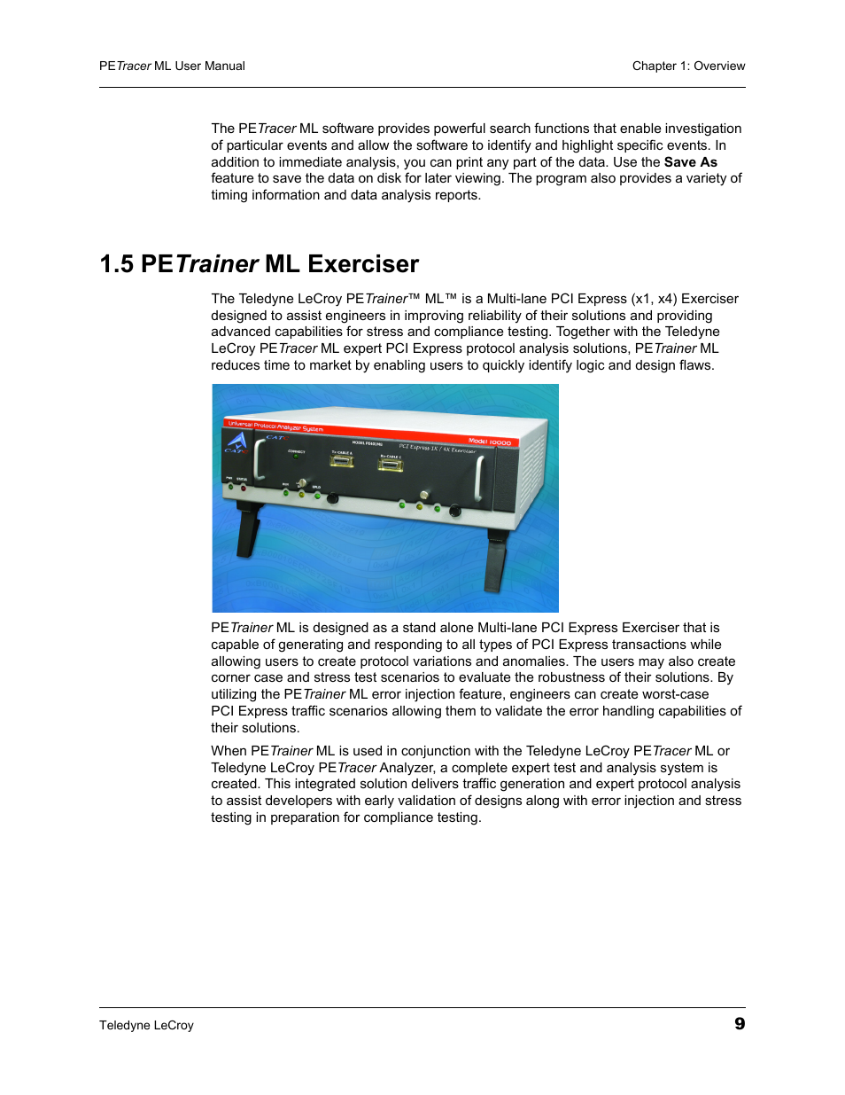 5 petrainer ml exerciser, 5 pe trainer ml exerciser | Teledyne LeCroy PETracer ML Analyzer and Exerciser User Manual User Manual | Page 17 / 274
