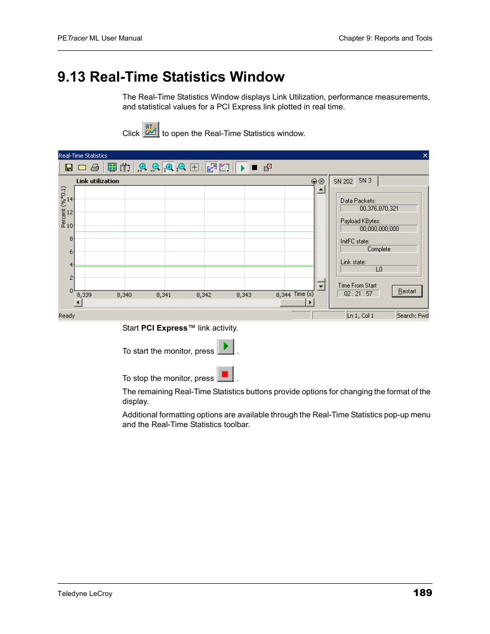 13 real-time statistics window | Teledyne LeCroy PETracer ML Analyzer and Exerciser User Manual User Manual | Page 197 / 274