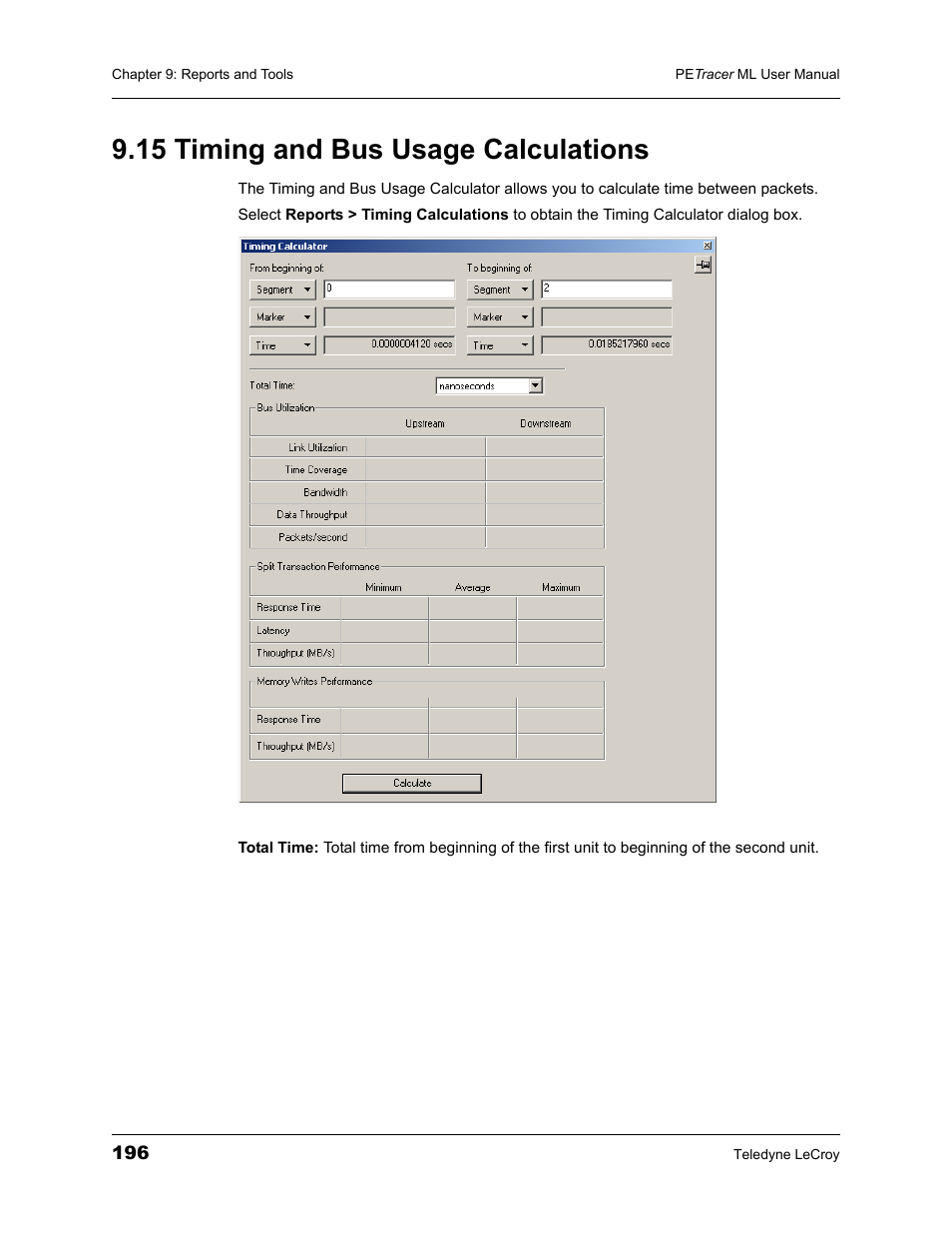 15 timing and bus usage calculations | Teledyne LeCroy PETracer ML Analyzer and Exerciser User Manual User Manual | Page 204 / 274