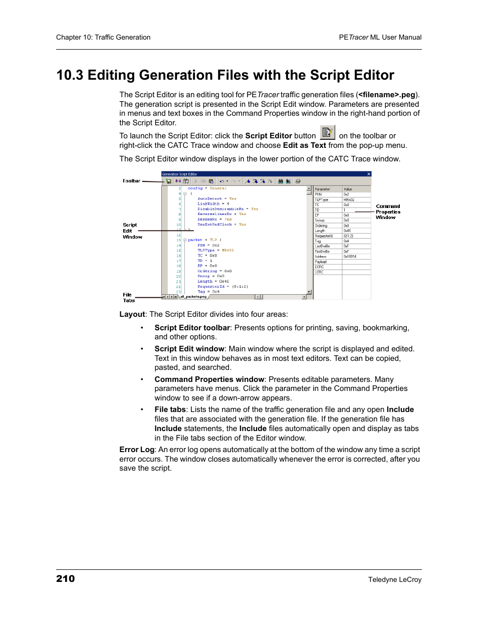 3 editing generation files with the script editor | Teledyne LeCroy PETracer ML Analyzer and Exerciser User Manual User Manual | Page 218 / 274