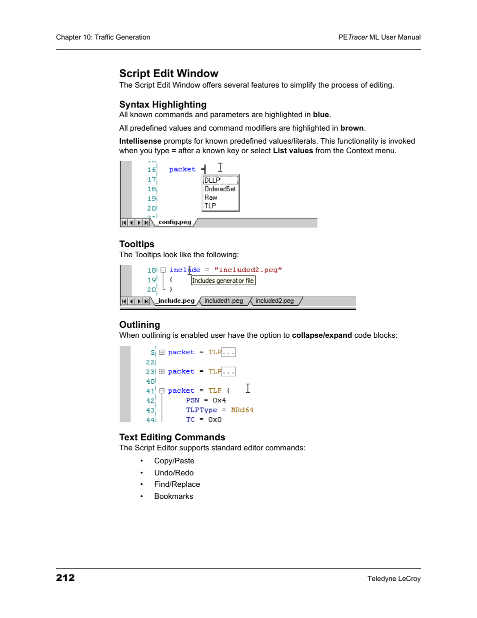 Script edit window | Teledyne LeCroy PETracer ML Analyzer and Exerciser User Manual User Manual | Page 220 / 274