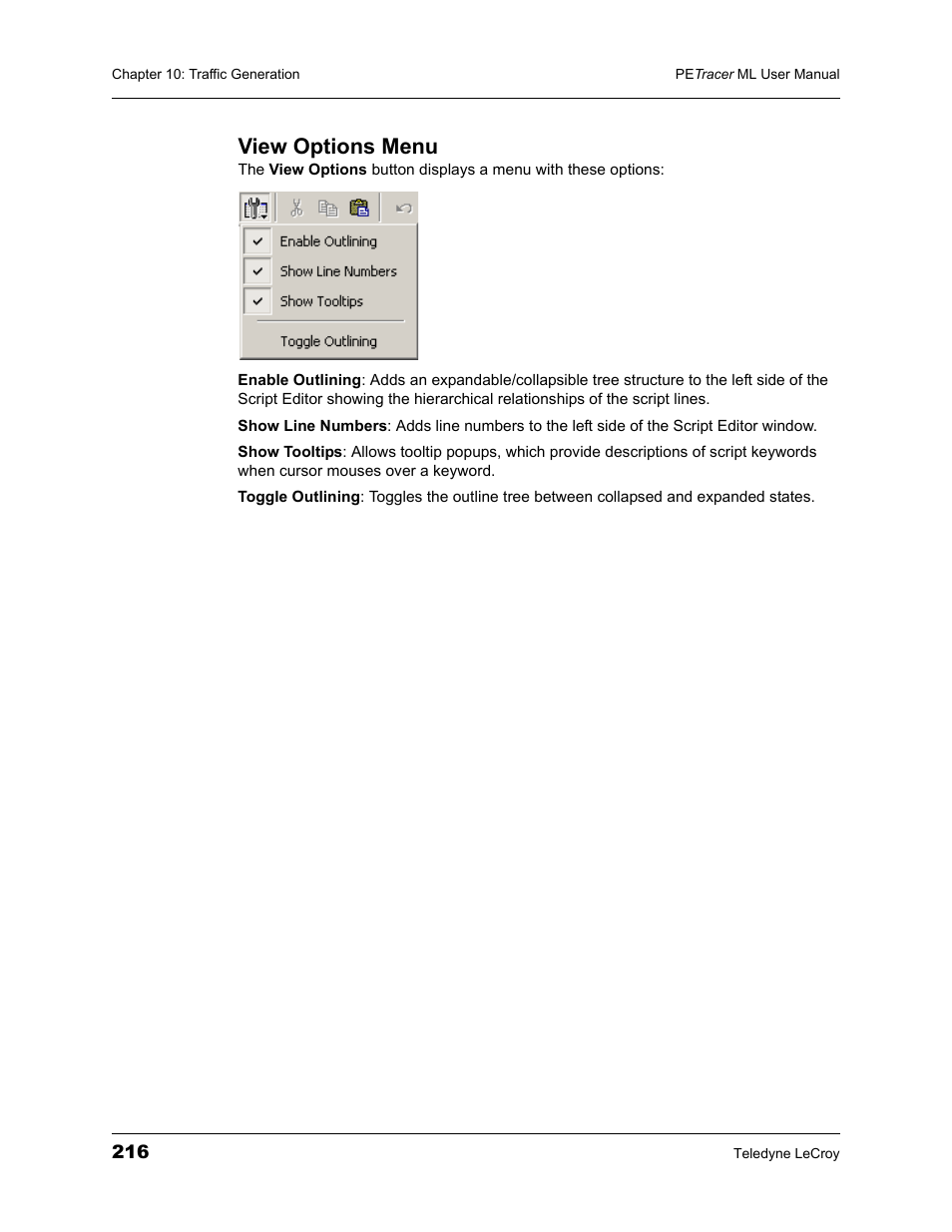 View options menu | Teledyne LeCroy PETracer ML Analyzer and Exerciser User Manual User Manual | Page 224 / 274