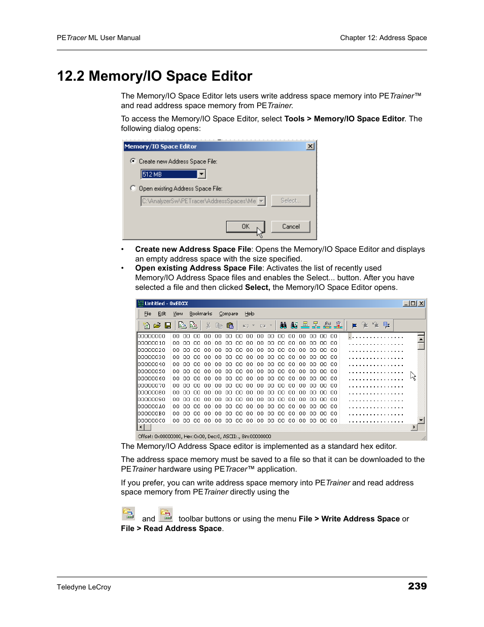 2 memory/io space editor | Teledyne LeCroy PETracer ML Analyzer and Exerciser User Manual User Manual | Page 247 / 274