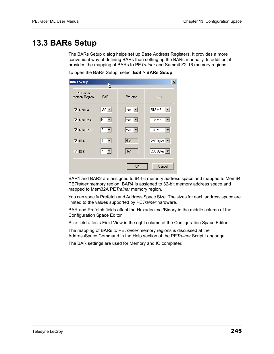 3 bars setup | Teledyne LeCroy PETracer ML Analyzer and Exerciser User Manual User Manual | Page 253 / 274