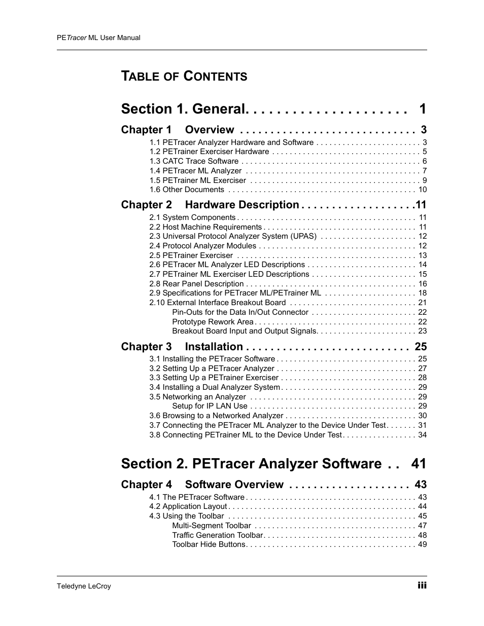 Teledyne LeCroy PETracer ML Analyzer and Exerciser User Manual User Manual | Page 3 / 274