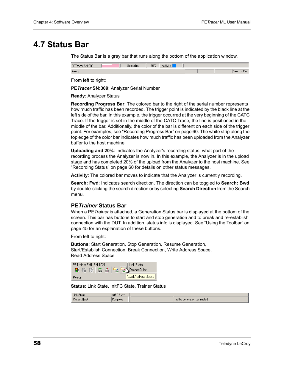 7 status bar | Teledyne LeCroy PETracer ML Analyzer and Exerciser User Manual User Manual | Page 66 / 274