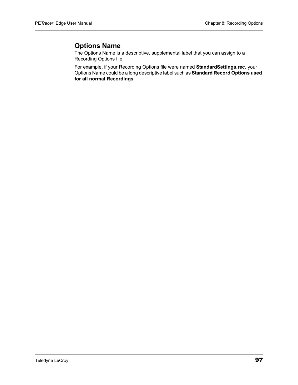 Options name | Teledyne LeCroy PETracer PCI Express Edge User Manual User Manual | Page 105 / 196