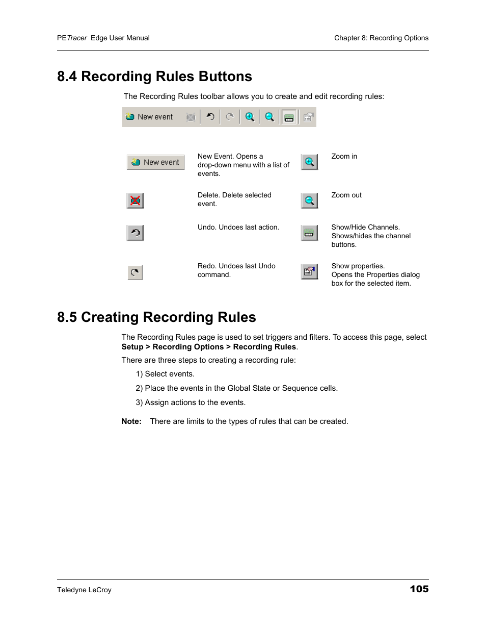 4 recording rules buttons, 5 creating recording rules | Teledyne LeCroy PETracer PCI Express Edge User Manual User Manual | Page 113 / 196