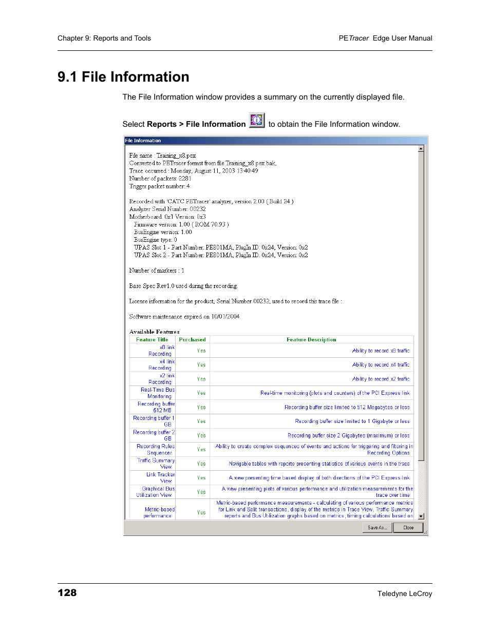1 file information | Teledyne LeCroy PETracer PCI Express Edge User Manual User Manual | Page 136 / 196