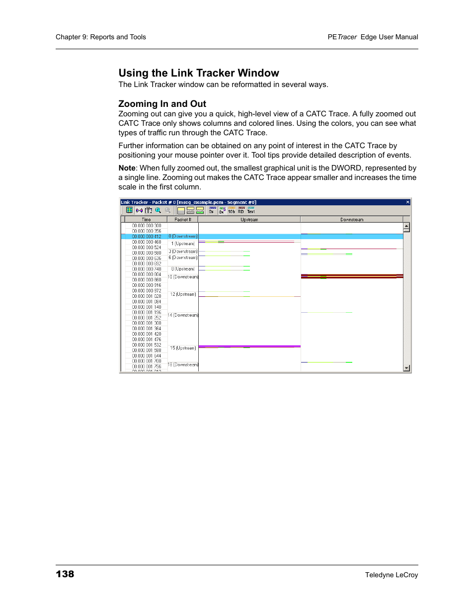 Using the link tracker window | Teledyne LeCroy PETracer PCI Express Edge User Manual User Manual | Page 146 / 196