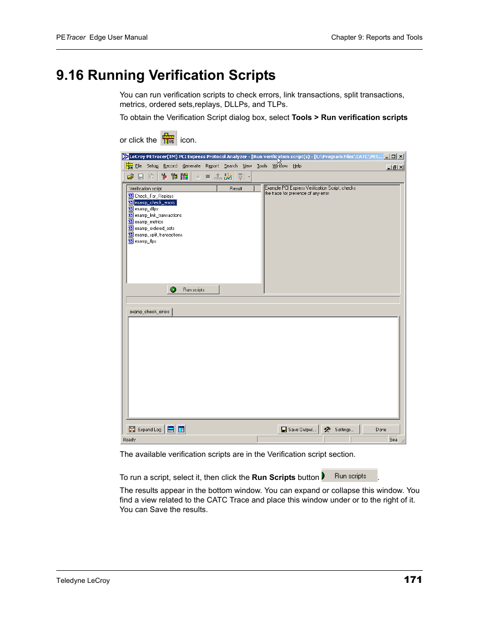 16 running verification scripts | Teledyne LeCroy PETracer PCI Express Edge User Manual User Manual | Page 179 / 196