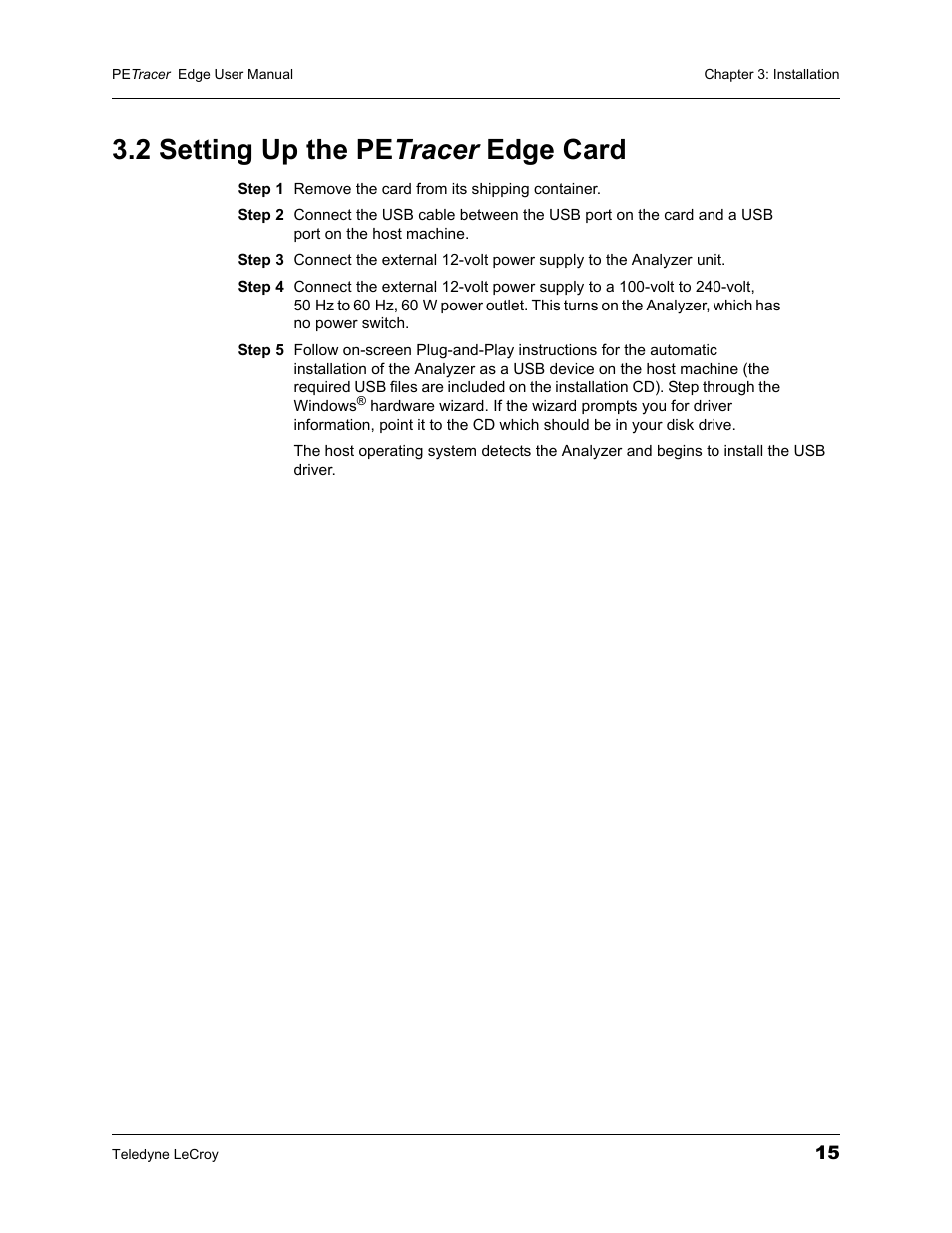 2 setting up the petracer edge card, 2 setting up the pe tracer edge card | Teledyne LeCroy PETracer PCI Express Edge User Manual User Manual | Page 23 / 196