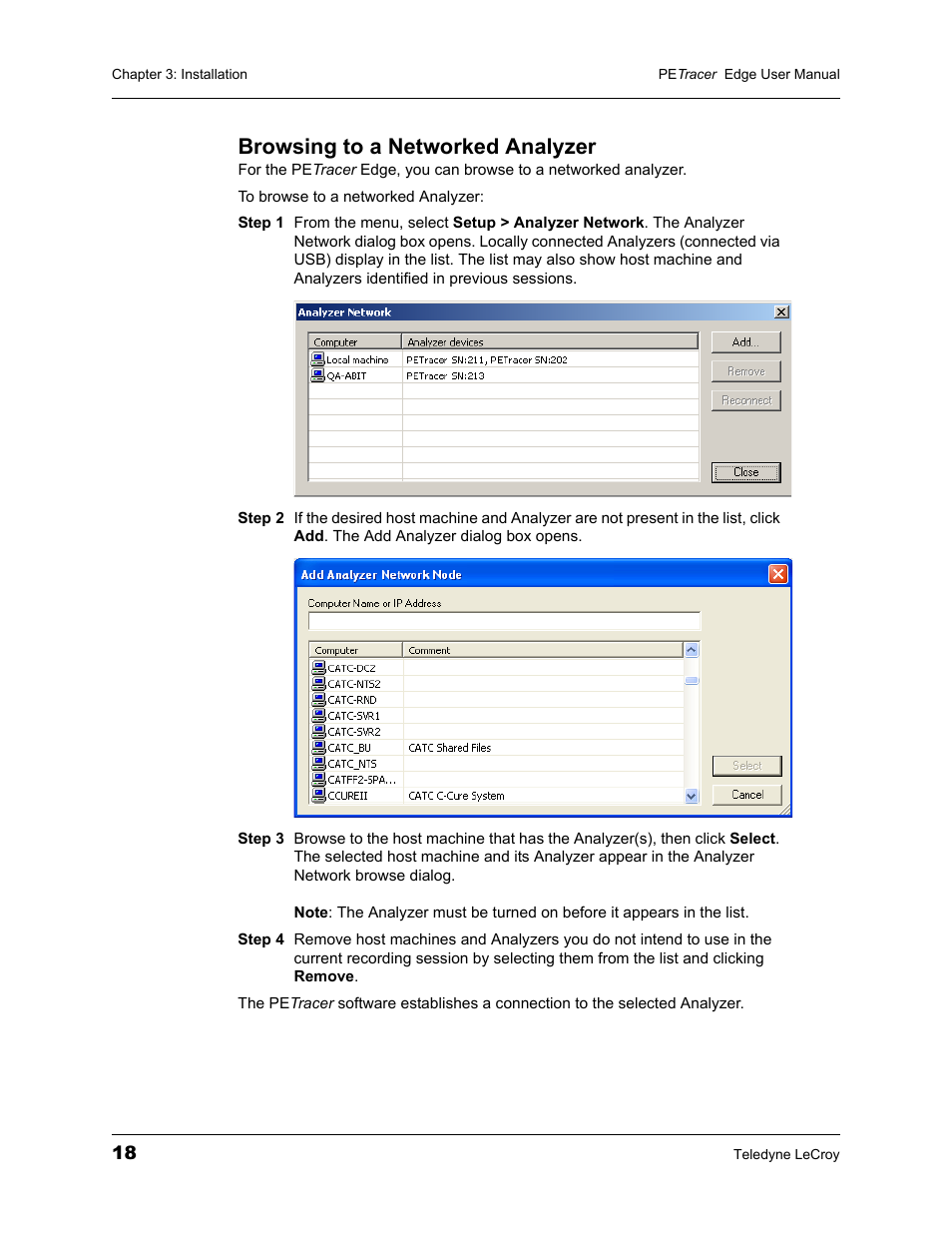 Browsing to a networked analyzer | Teledyne LeCroy PETracer PCI Express Edge User Manual User Manual | Page 26 / 196